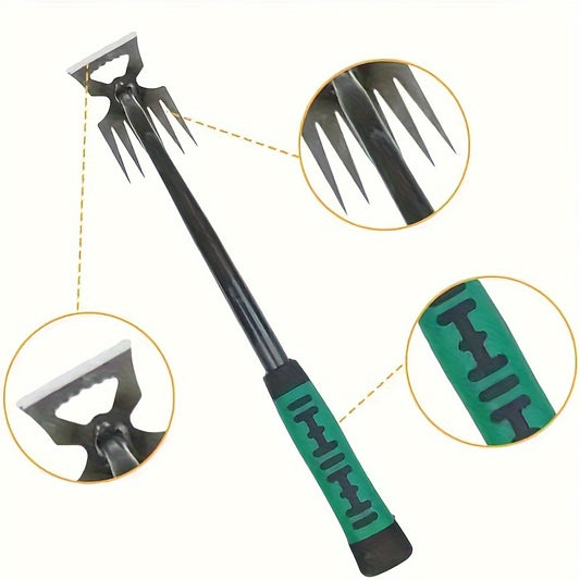 2024 Upgrade Durable Manganese Steel Weeder with 6 Tines Rubber Handle. Ideal for Garden Weeding and Digging.