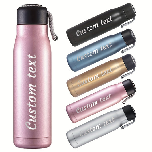 Customized stainless steel water bottle with anime design, insulated for sports, perfect gift idea.