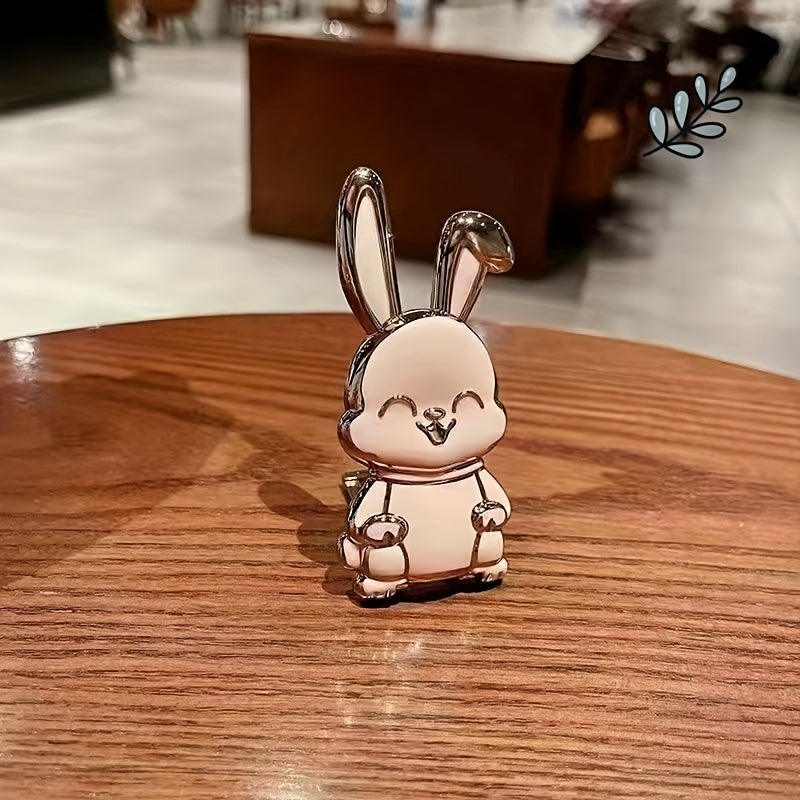 Foldable, ultra-thin cartoon rabbit mobile phone case bracket for hands-free viewing