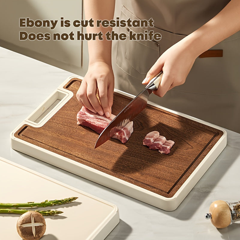 One piece of the Ecowin Dual-Sided Wood and PP Cutting Surface with Stand and Large Handle - a durable anti-mold kitchen tool made from food-safe materials.