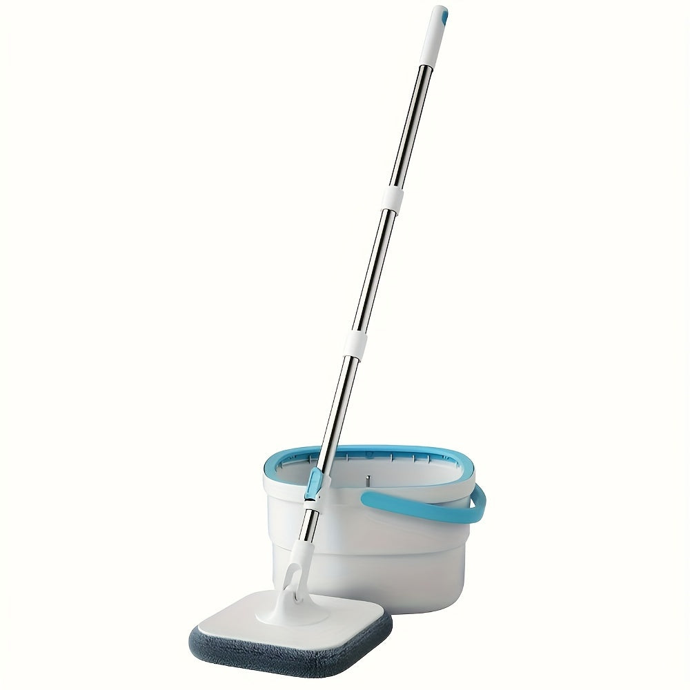 1 Set S820 Spin Mop and Bucket Set with 2 Reusable Pads, Plastic Material, Ideal for Home and Office Cleaning - No Electricity Required