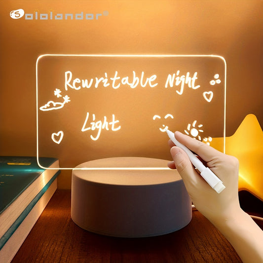 Creative LED night light with USB message board is a decorative holiday gift for girlfriend, complete with pen for customization.