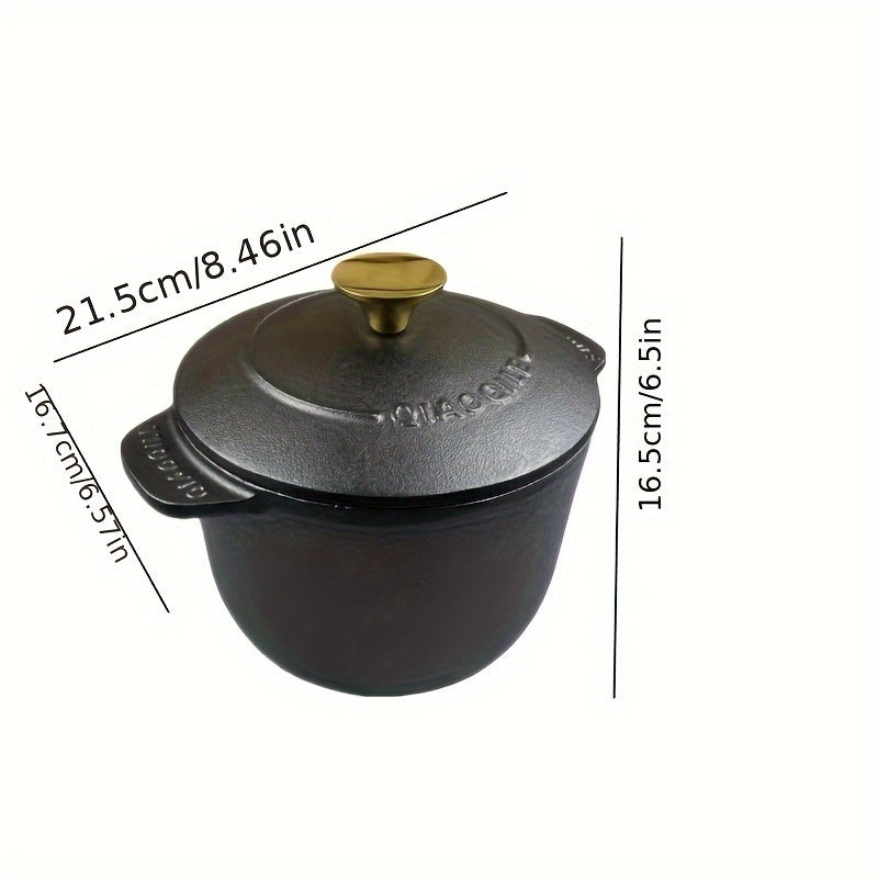 Dual handled Cast Iron Stew Pot with Versatile Non-Stick Design for Effortless Cooking of Soups and Porridge with No Coating