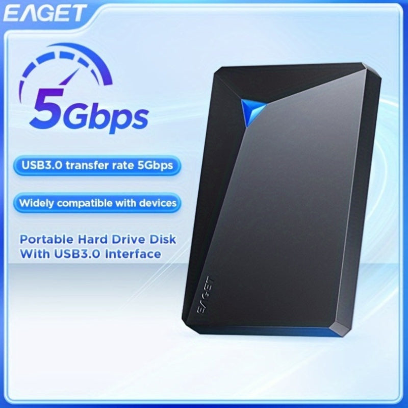 Портативный внешний жесткий диск EAGET с индикатором LED, емкость 5TB/4TB, USB 3.0 - Идеально подходит для игр и хранения.