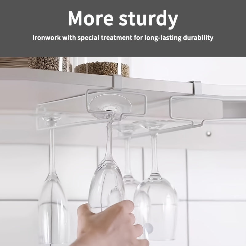 Metal Stemware Rack for 1 piece, Hanging Storage Organizer for Glassware under Cabinet, Modern Home Bar No-Drill Hanger