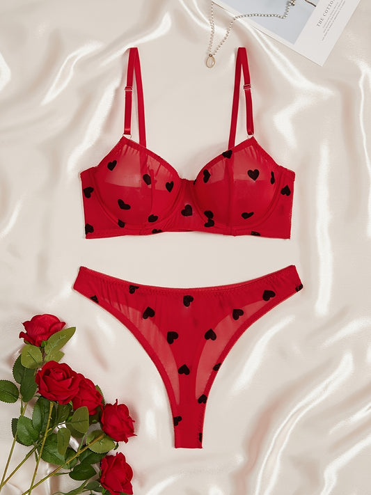 Red polka dot vintage underwear set for women.