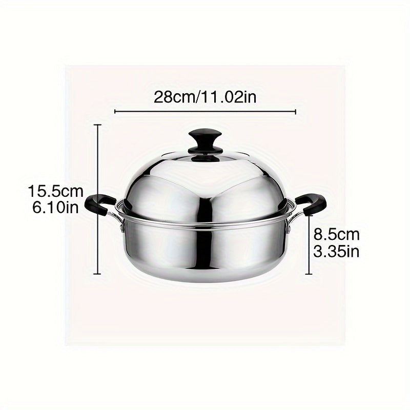 Durable and Versatile Stainless Steel Steamer Pot for Home Cooking - Works with Electric and Gas Stoves