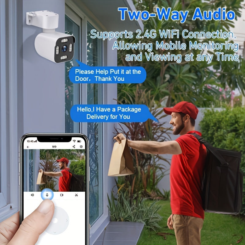 Teruhal Smart Outdoor Security Camera offers IP66 Waterproof Rating, 2.4G WiFi Connectivity, 360° Rotation Capability, Motion Detection Feature, Two-Way Audio Functionality, Night Vision Mode, and USB Power Option.