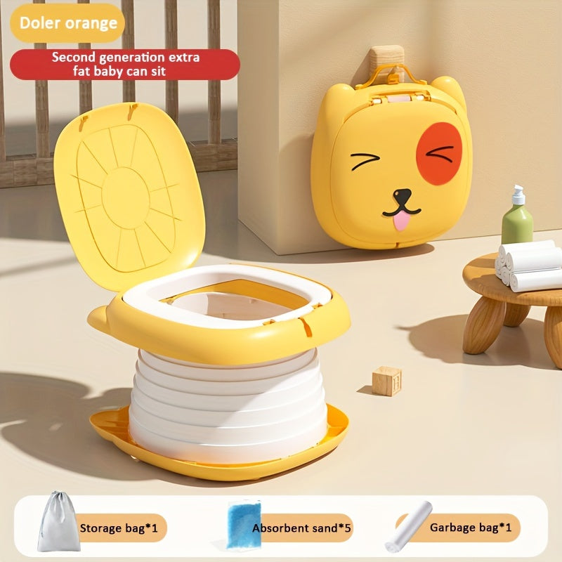 Child Kids Travel Toilet, a portable infant folding potty seat that is foldable for emergencies and training purposes, suitable for both boys and girls.