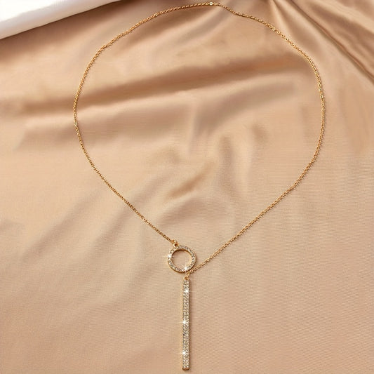 Elegant Korean style pendant necklace with rhinestone tassel, iron chain, suitable for daily and festival wear, all-season jewelry for women.