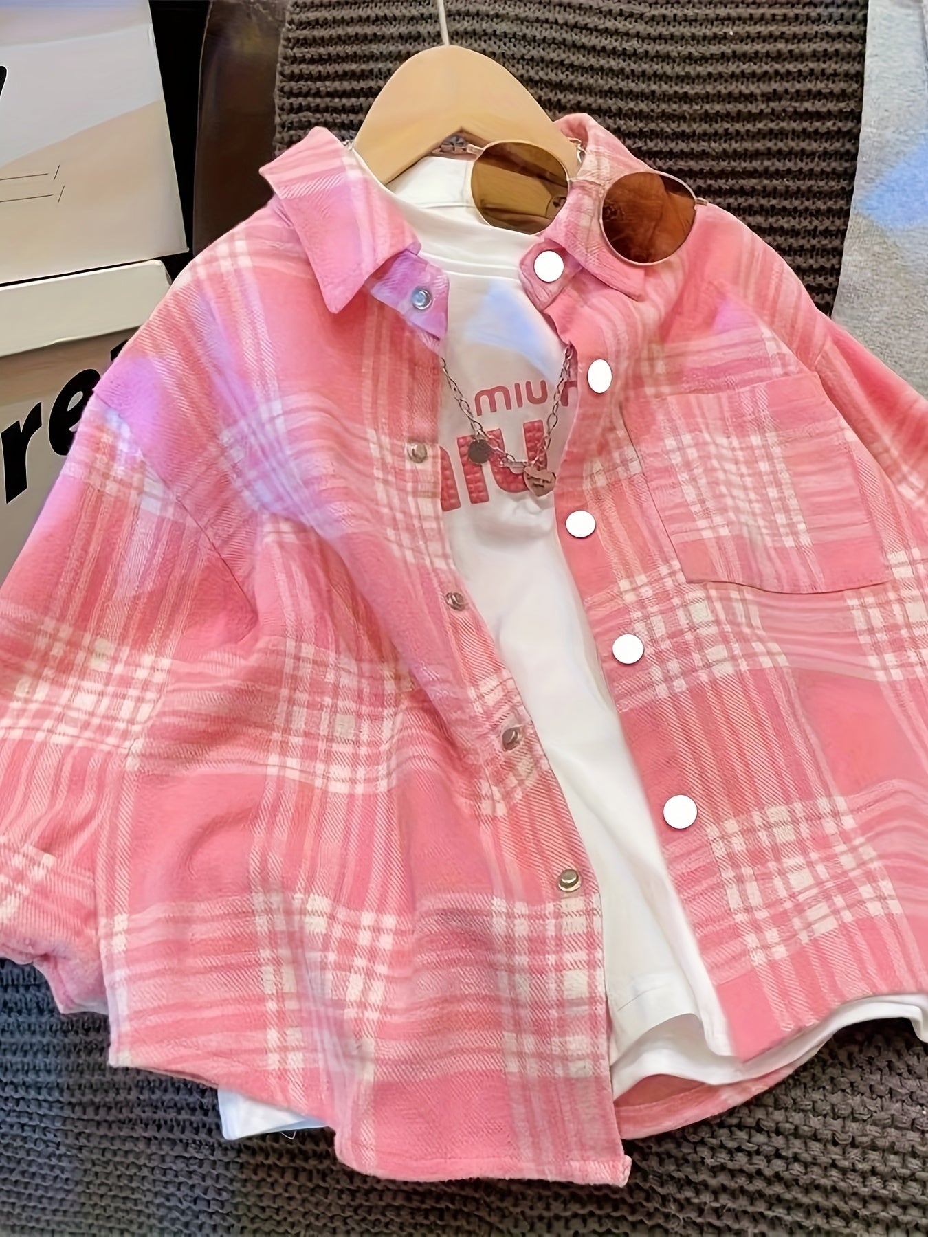 2024 Plaid Shirt Set for Girls, Perfect for Travel and Shopping