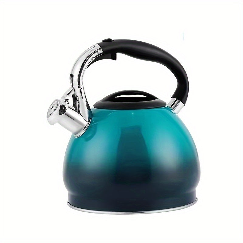 Whistling Tea Kettle with Gradient Design - Suitable for Gas & Induction Stoves, Great for Home, Office, and Restaurant. Crafted from Stainless Steel.