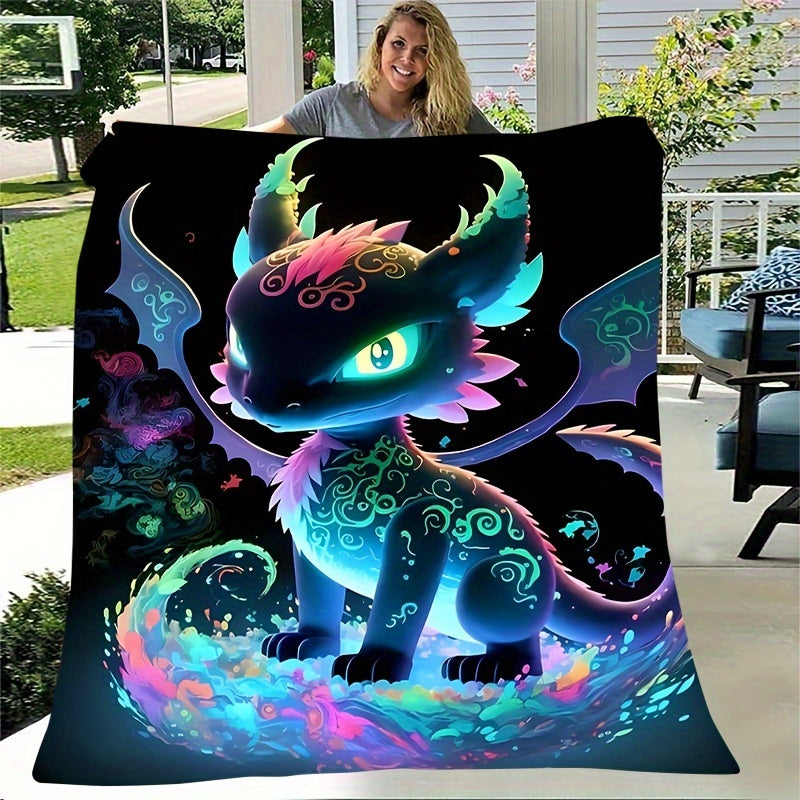 Get cozy with this Luminous Dragon Print Blanket, perfect for all seasons. Made of soft and warm flannel Mao, it is suitable for use on the sofa, bed, while traveling, or in the office. An ideal gift for family members.