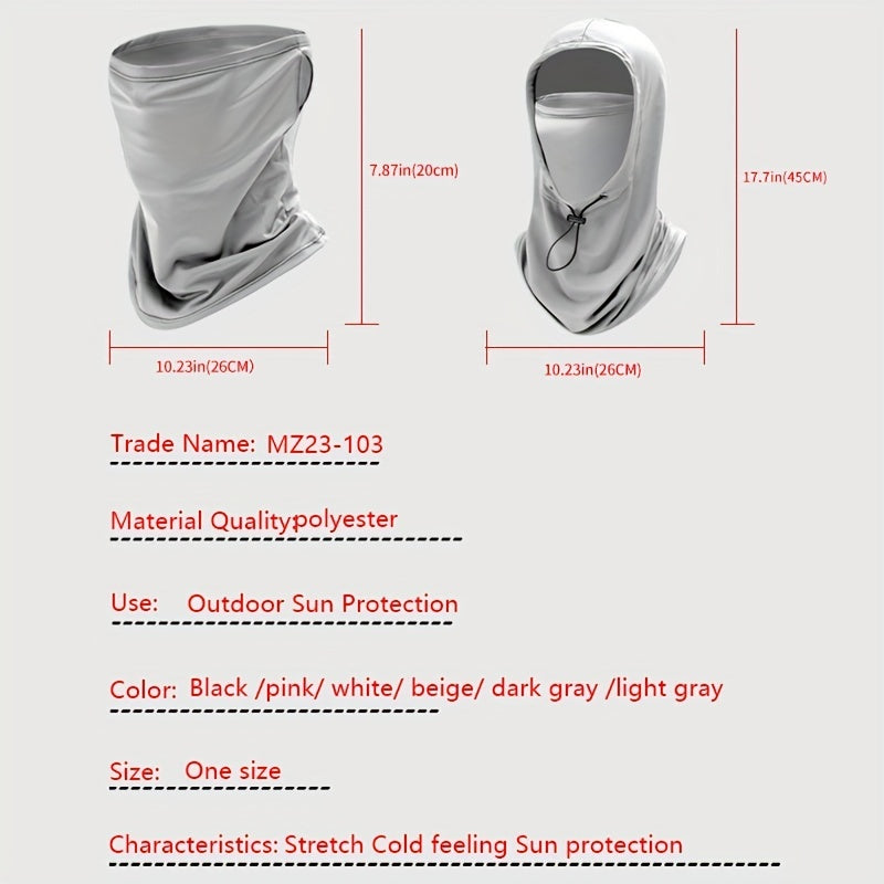 Unisex Ice Silk Balaclava Set with Full Coverage Sun Protection - Solid Color Ski Mask, UV Protection Neck Gaiter, and Sun Cap for Women and Men