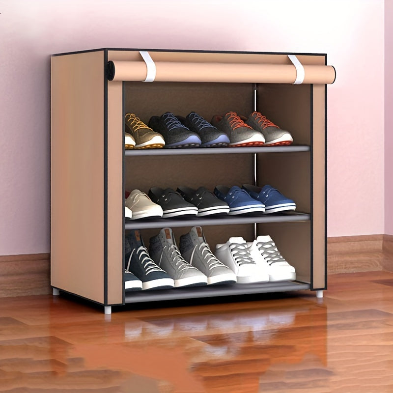 Canvas shoe organizer with multiple layers and a lid - detachable and dustproof storage cabinet for organizing shoes at home. Can also be used as a shoe rack for independent storage.