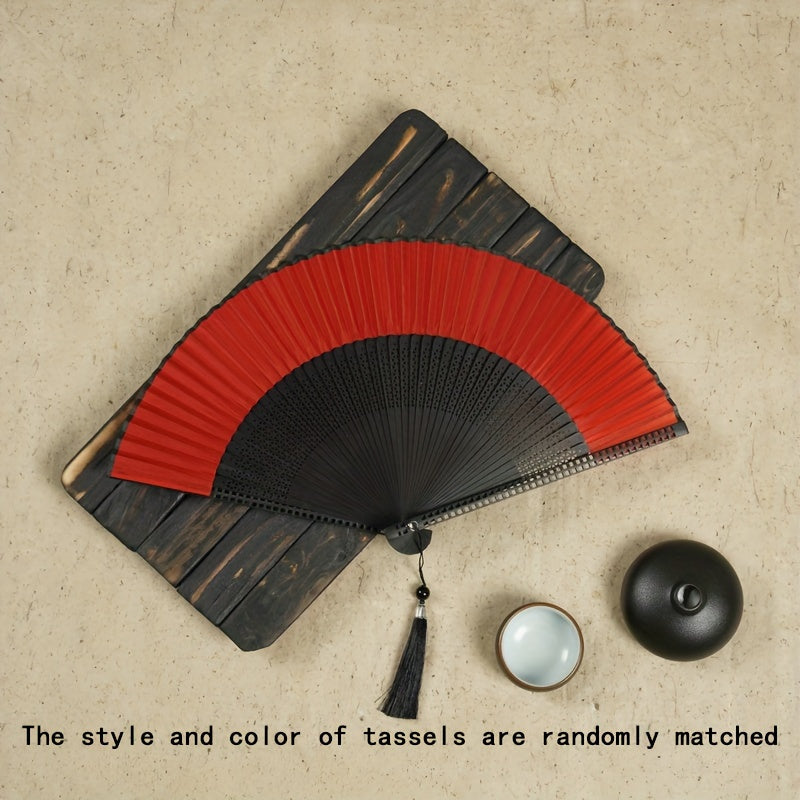 Handy Foldable Fan with Tassel for Outdoor Travel, Dancing Performances, Cheongsam Dressing, and Photo Props