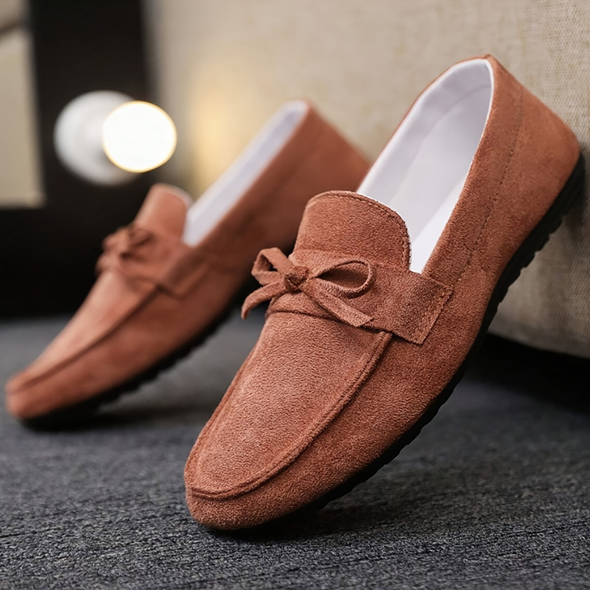 Men's slip on loafers with solid color, non-slip rubber sole. Suitable for banquet, office, and weddings.