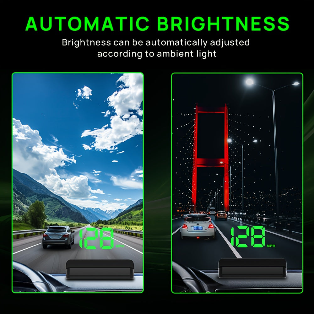 KWHUD K1 Car Head-Up Display: Plug & Play Speedometer with Auto Brightness, USB Powered, Fits All Models