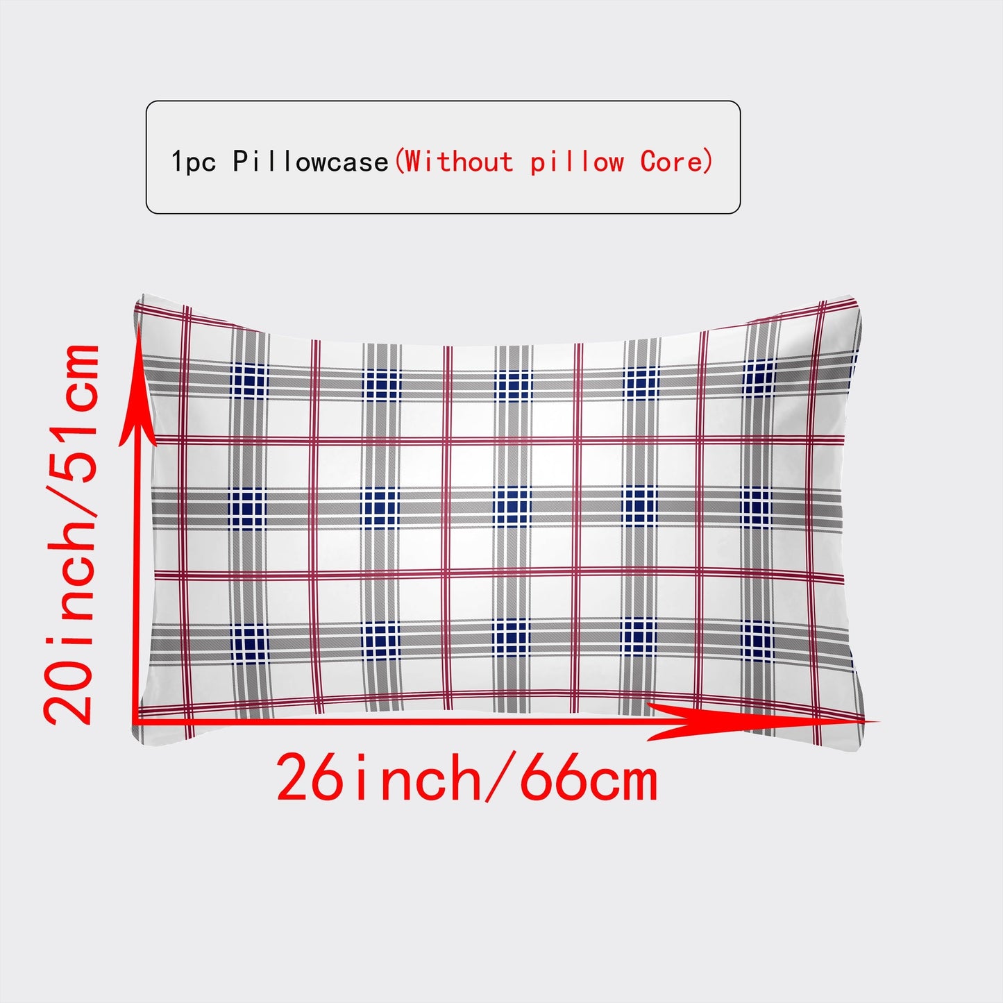 Luxurious Pillowcase with Envelope Closure - Available in Various Sizes (30x50cm to 50x75cm) - Stylish Designs in White, Gray Plaid, Red Plaid, Green Botanicals, Leopard Print, and Geometric Patterns - Suitable for Every Season, Great for Home Decor Gifts