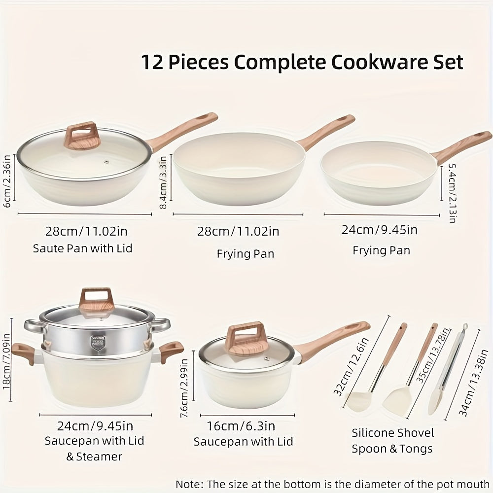 Set of 4 Aluminum Cookware - Comes with Frying Pan, Soup Pot, and More - Ideal for Home and Restaurant Kitchens