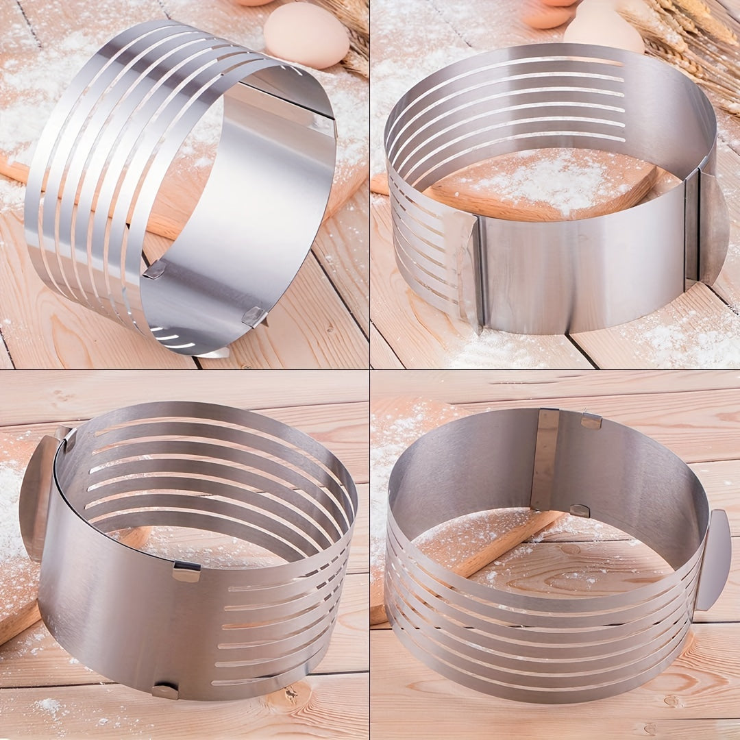 Cake Slicing Tool - Adjustable Stainless Steel Cake Cutter Ring with 7 Levels for Perfect Slices - Two Size Options Available: 15.24-20.32cm or 22.86-30.48cm