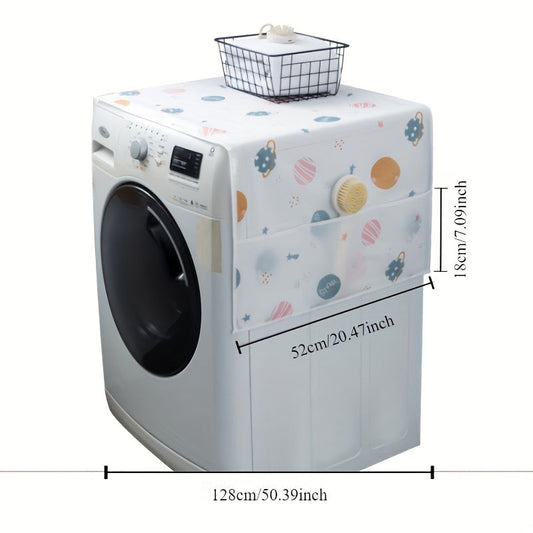 Daisy Pattern Refrigerator Cover - Waterproof & Dustproof, with Storage Pocket - Made of Food-Safe Plastic, suitable for Single & Double Door Fridges and Washing Machines - Includes Protective Cloth Box & Towels