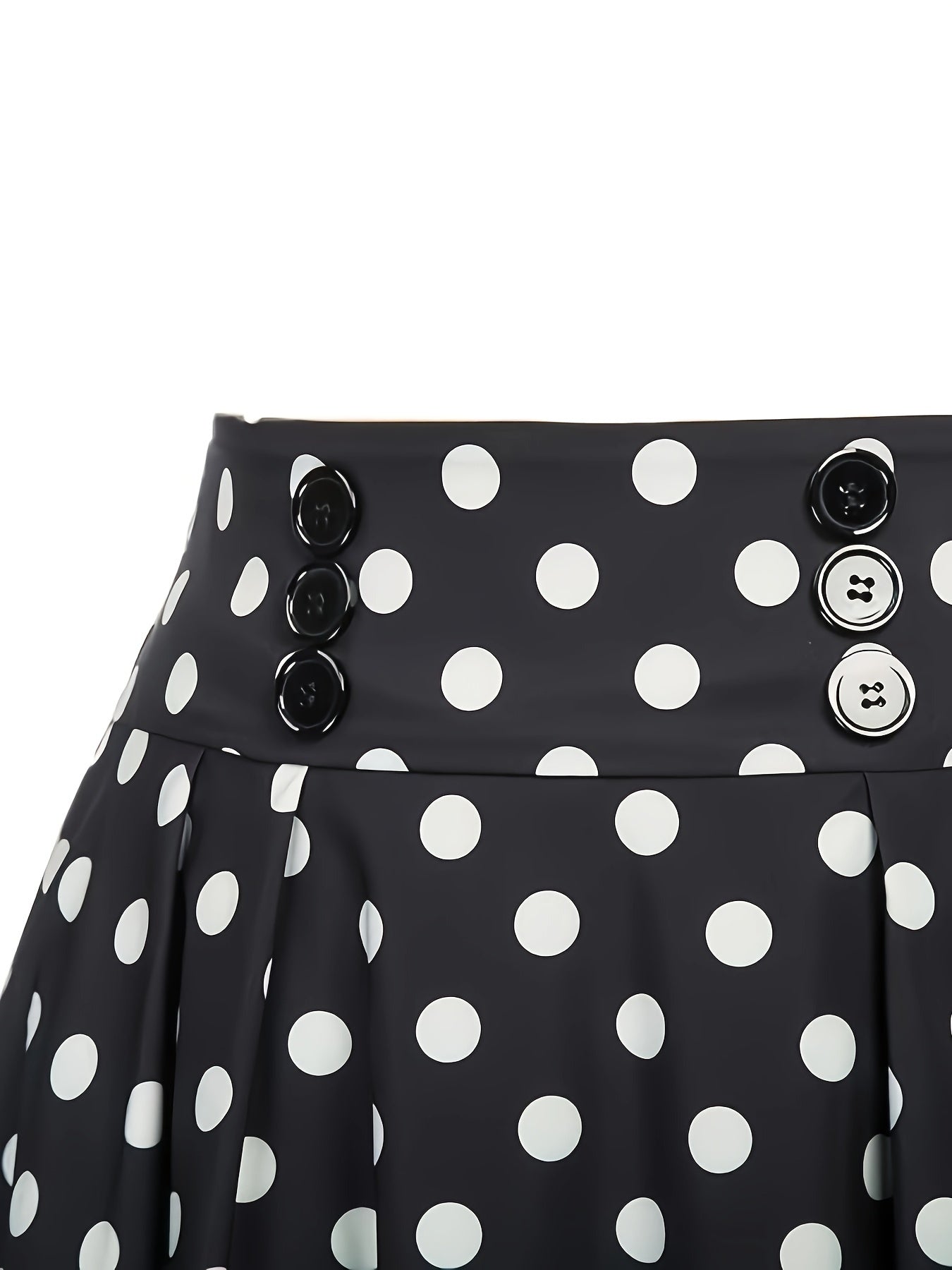 High waist flared skirt with polka dots and ruffled hem.