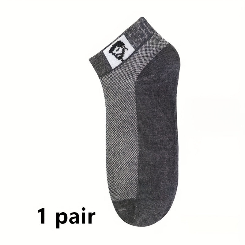 6 pairs of men's mid-calf socks for summer, anti-odor, sweat-absorbing, breathable mesh.