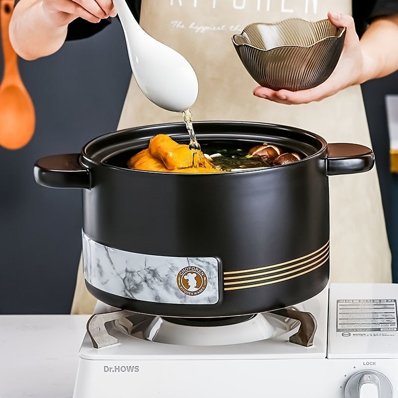 Premium Ceramic Soup Pot with Heat-Resistant Properties, Wide Rim for Easy Pouring, a Must-Have for any Kitchen