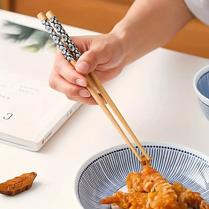 5 pairs of premium reusable bamboo chopsticks with multicolor non-slip design, lightweight and dishwasher safe.