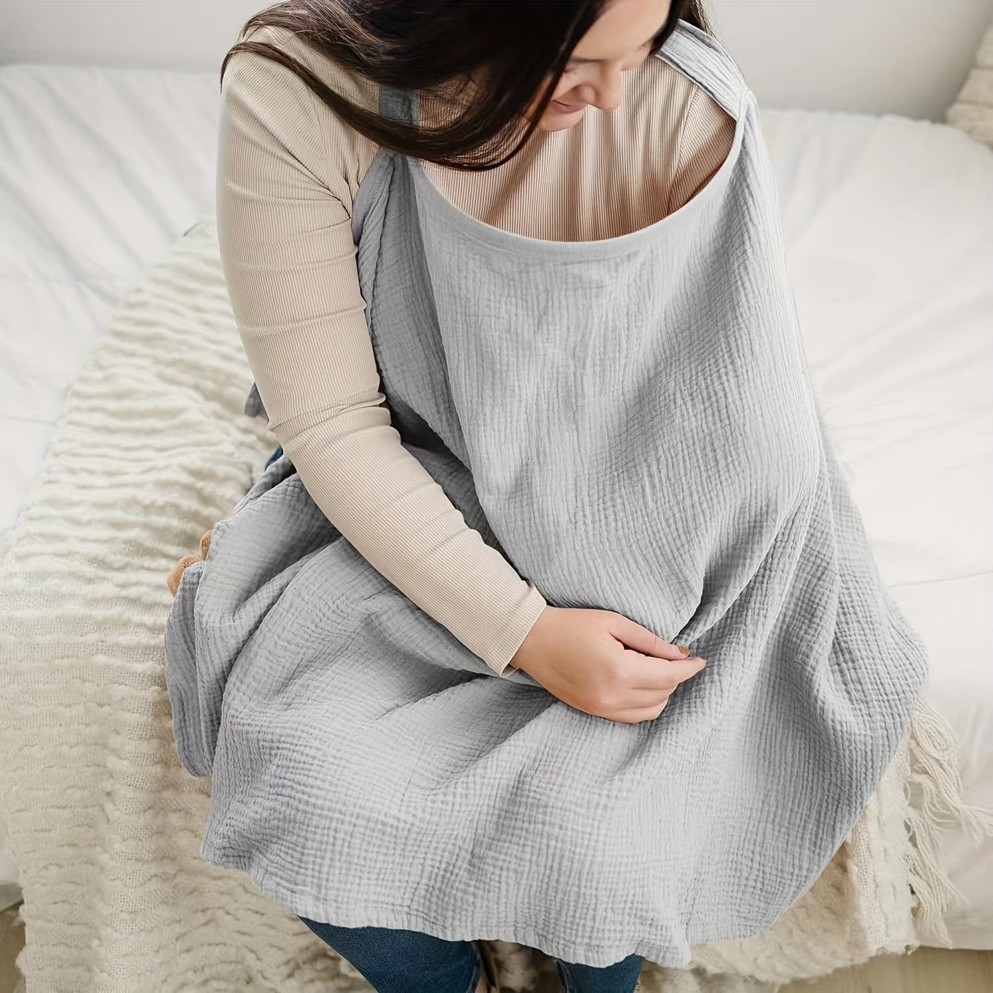 Nursing Cover and Breastfeeding Shawl made of 100% Woven Material for Maximum Breathability and Softness. Can also be used as a Stroller Sunshade, Car Seat Canopy, and Mother's Privacy Apron with Anti-Exposure for Adults over 18 Years.