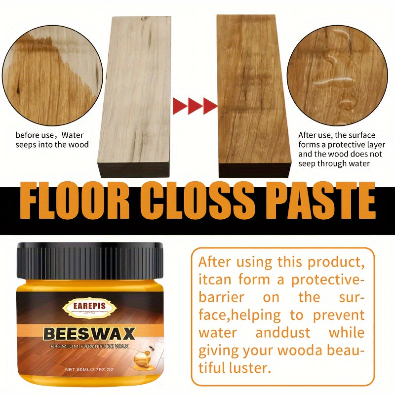 Earepis Beeswax Furniture and Floor Polish is a versatile wood surface cleaner and maintenance solution. This Coconut Oil Gel is stripes-free, waterproof, anti-crack, and brightening. Perfect for wooden floors and furniture, each bottle is less than 1