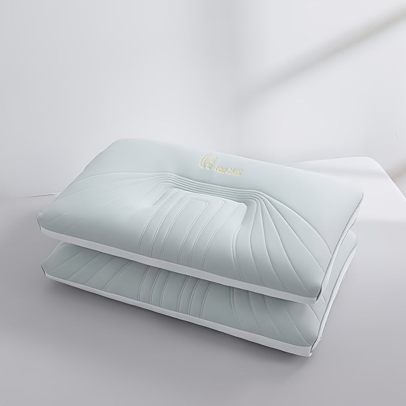 2 3D breathable soft pillows with cooling ice cover and ergonomic contour design for neck and shoulder support. Suitable for all-season comfort in home, bedroom, dorm, hotel, and travel.