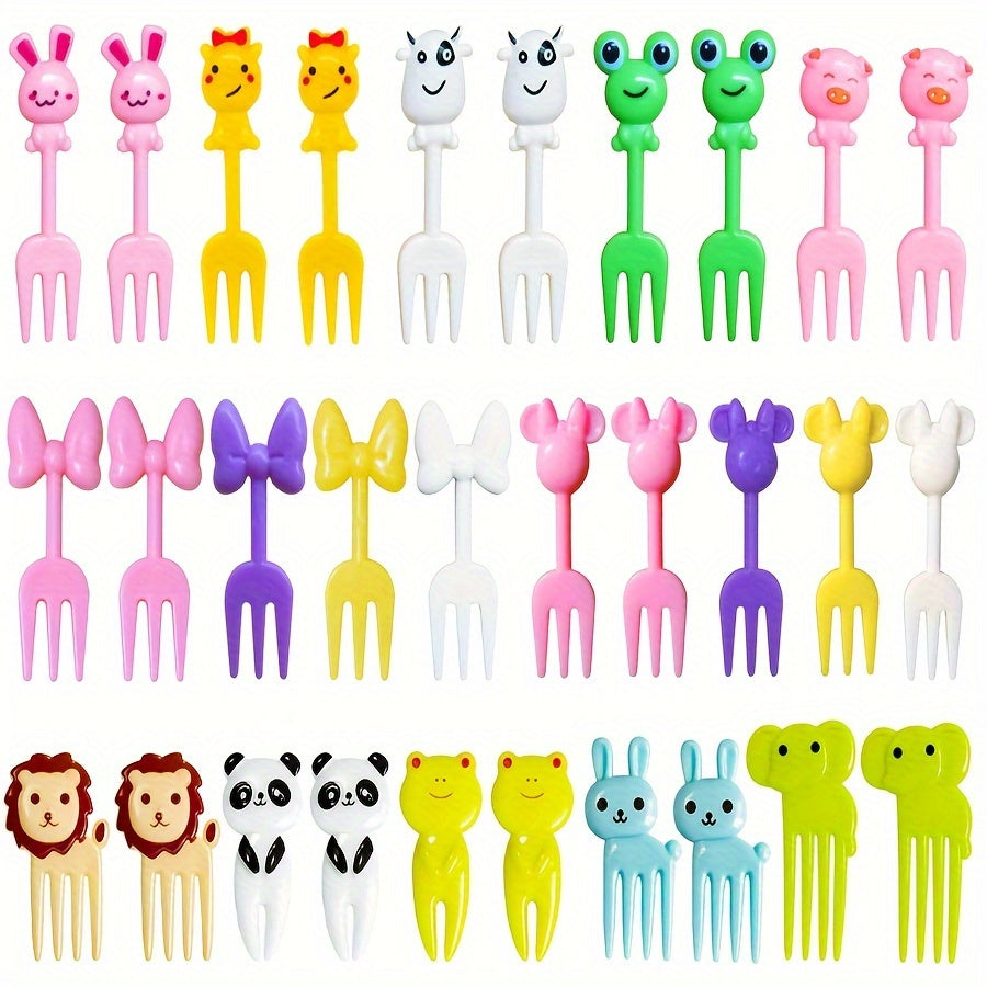 30-pc set of animal-themed fruit and dessert forks - durable plastic for parties, picnics, camping, and home