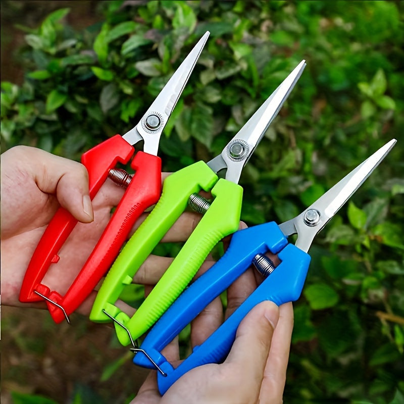 1pc premium stainless steel garden shears for effortless cutting, no battery required, classic style for home gardening enthusiasts.