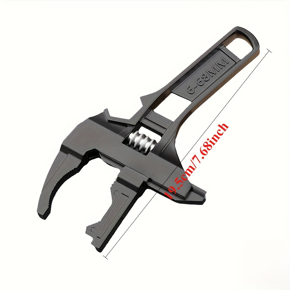 Universal repair bathroom hand tool with large opening adjustable spanner for home repair.