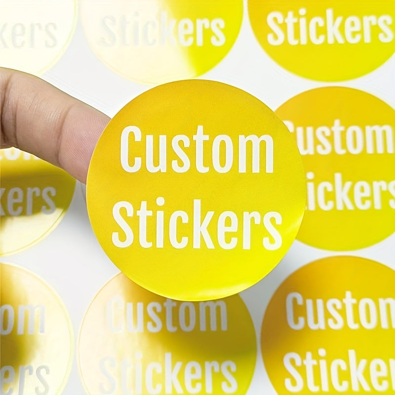 Personalize your own design, logo, and text on 1000 glossy waterproof stickers. Perfect for business branding, thank you notes, and more. These durable round labels are ideal for any project.