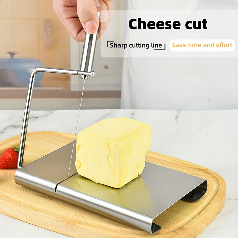 Featuring 6 pieces with 5 cutting lines, this stainless steel cheese slicer is adjustable and thickened for optimal slicing of cheese, ham, and other foods. With an ergonomic handle, this metal cheese slicer is suitable for block cheeses and is a