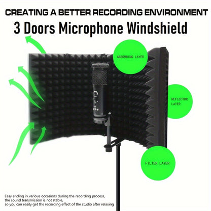 Isolate studio microphone with windproof cotton shield for improved recording quality. Eid Al-Adha Mubarak.