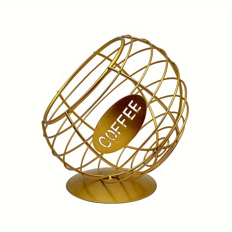 Iron coffee capsule holder with a slanted design for displaying in homes, bars, and cafes - one-of-a-kind pod basket.