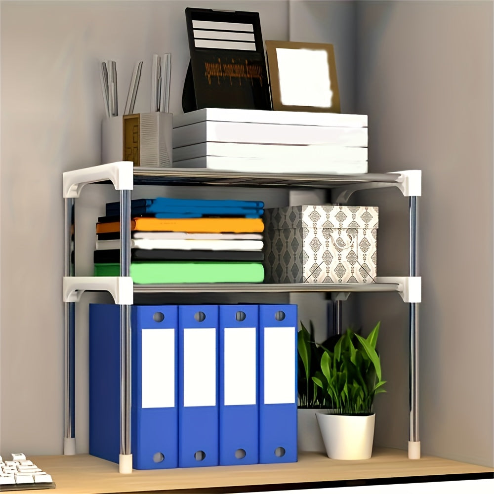 Modern Multi-Layer Kitchen Storage Rack with Metal and PVC Construction, Features Open Shelving Design, Requires Assembly with No Power Needed, Suitable for Countertop, Sink, and Microwave Oven Placement