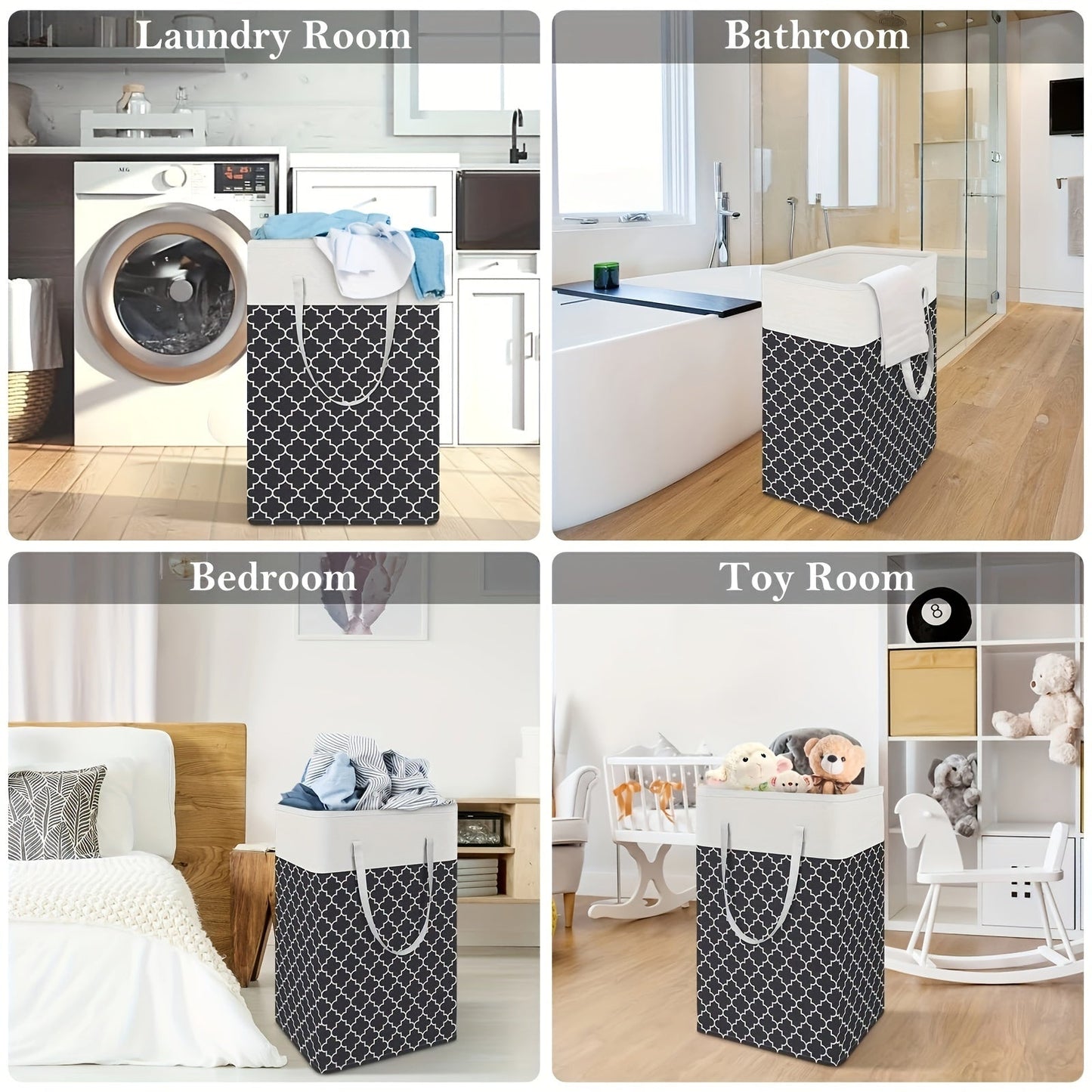 Upgrade your laundry game with the chic 75L Waterproof Laundry Hamper. Featuring a collapsible freestanding design with a trendy geometric pattern, this hamper has extended handles for effortless carrying. Perfect for storing clothes and toys in dorms