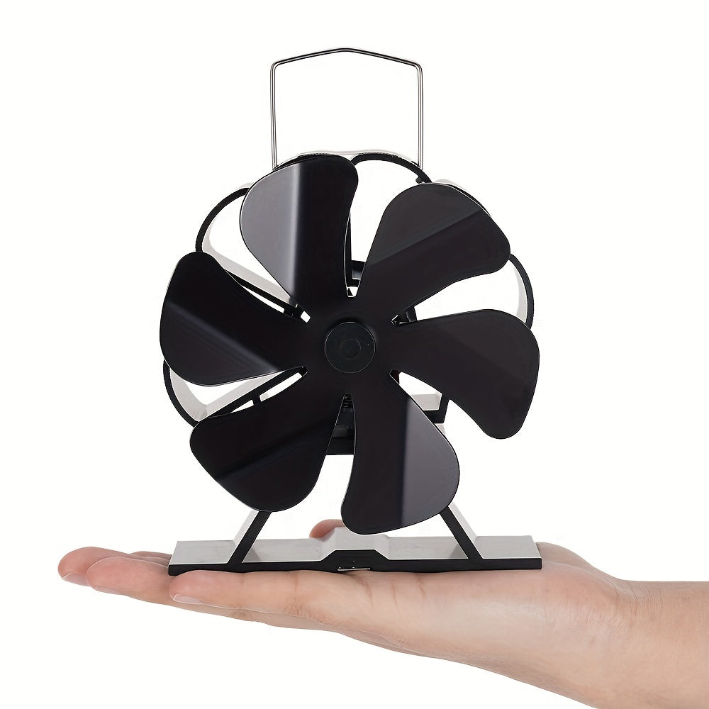 6 Blade Aluminum Silent Table Fan for Home Heating - Decor Heat Powered Stove Fan, Portable Non-Electric Fireplace Accessory with Multiple Components for Indoor Heat Distribution