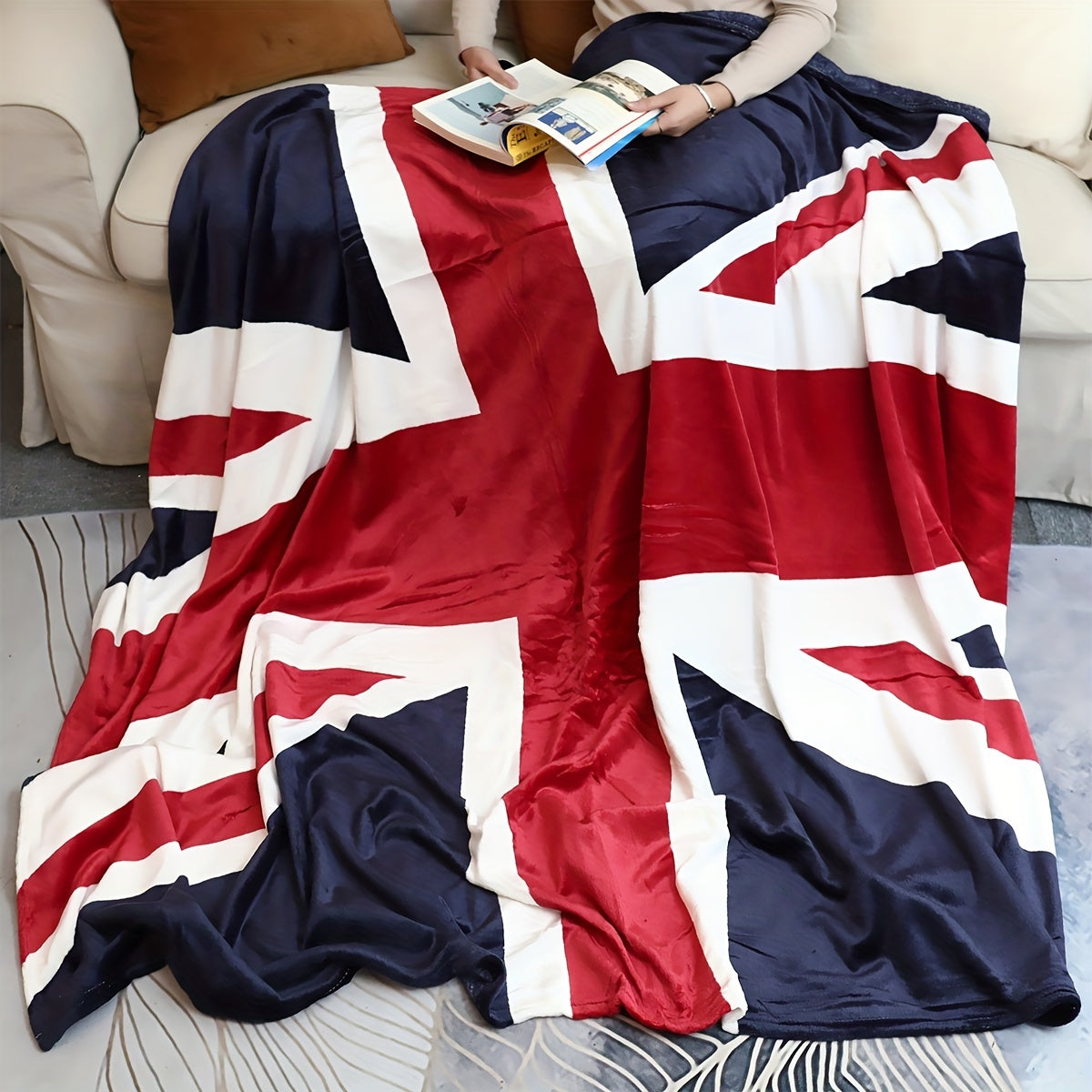 British Flag Print Blanket, 1 piece Super Soft Flannel Twin Throw Blanket for Bed, Couch, Chair, Fall Winter Camping, Living Room, Office - Multi-purpose Holiday Gift Blanket