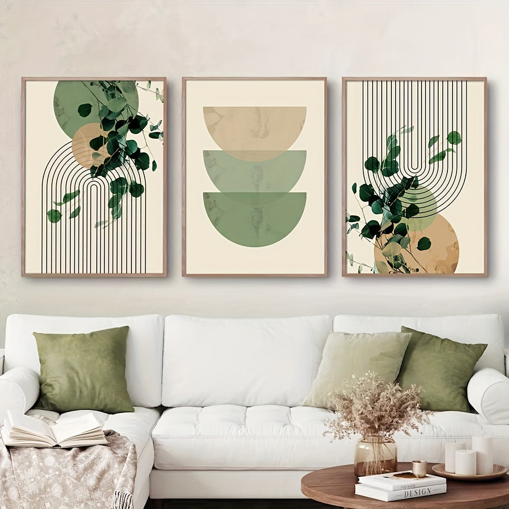 Boho Green Plant Eucalyptus Leaf Poster- Retro Canvas Print for Modern Wall Decor in Living Room