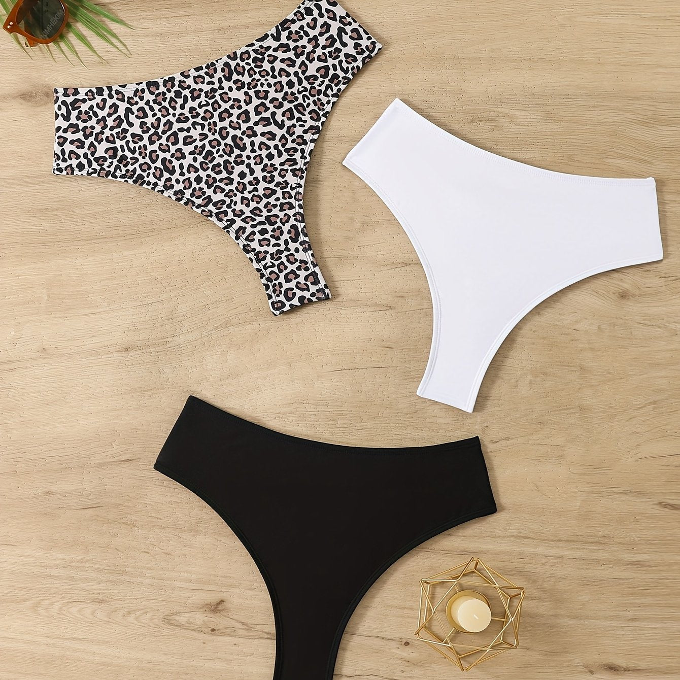 New Women's Summer Vacation Bikini Set in Black, White, and Leopard Print