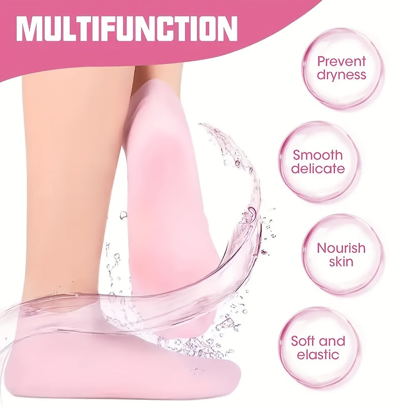 Silicone moisturizing foot socks for cracked feet with massage and moisturizing gel, ideal as a Mother's Day gift.