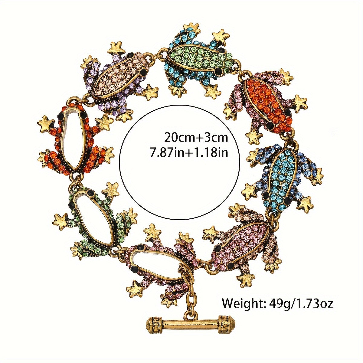 Vintage Frog Charm Bracelet with Chic Elegance - Featuring Shimmering Rhinestone Details, Crafted from Zinc Alloy, Ideal for Everyday Wear and Festive Events, Adds a touch of Allure