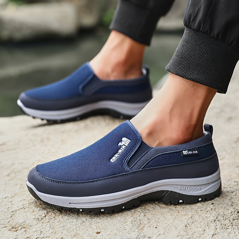 Sturdy non-slip slip-on sneakers for men, ideal for park workouts, camping, and hiking.