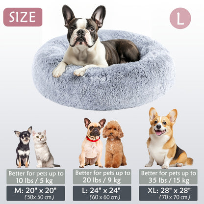 Cozy round pet bed for dogs, ideal for autumn and winter indoor sleeping.